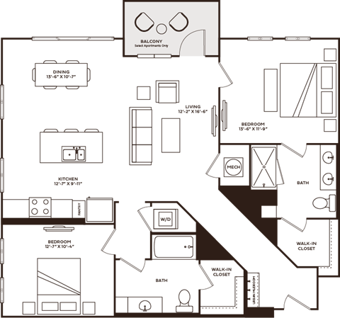 A floor plan of a house with labeled rooms and dimensions.