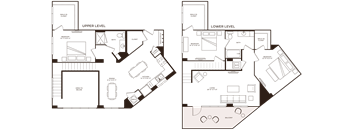 a schematic diagram of a house and a plan of the floor plan of a room