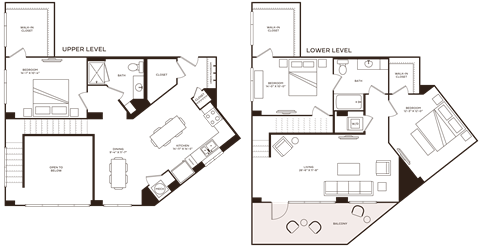 a schematic diagram of a house and a plan of the floor plan of a room