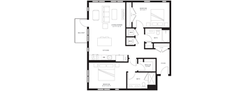 A black and white image of a floor plan for a house.