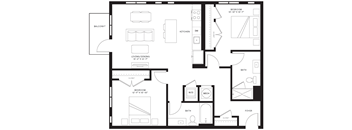 A black and white image of a floor plan for a home.