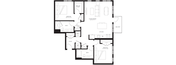 A black and white floor plan of a house with labeled rooms.