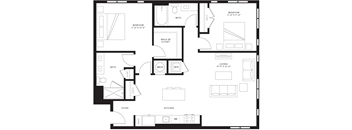 A black and white floor plan of a house with labeled rooms.