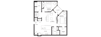 A black and white floor plan of a house with labeled rooms.