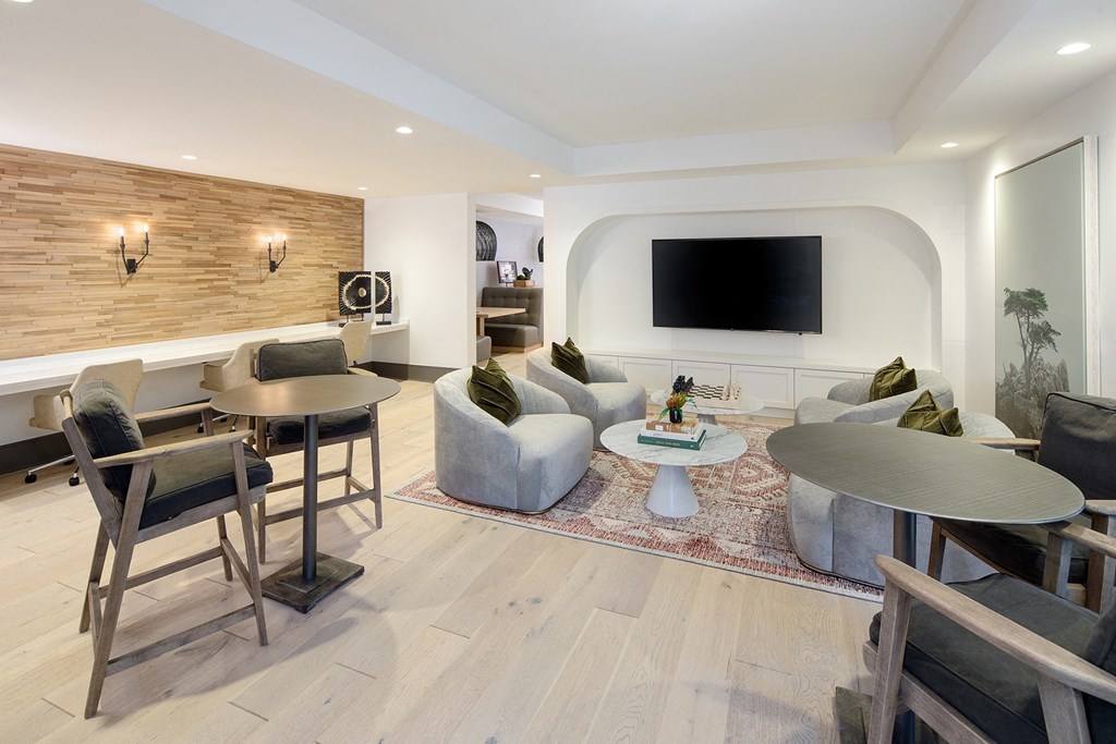 a living room with a couch and a table