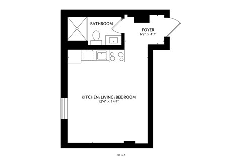 1221 E 20th St - Studio Floor Plan