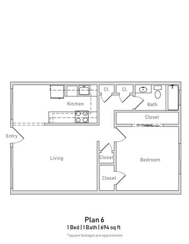 1 Bedroom - Large - Plan 6