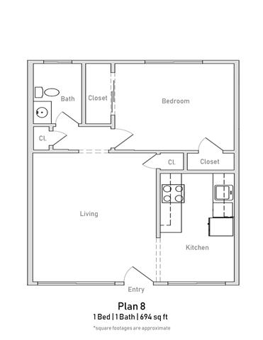 1 Bedroom - Large - Plan 8
