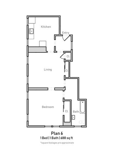 1 Bedroom - Large - Plan 6