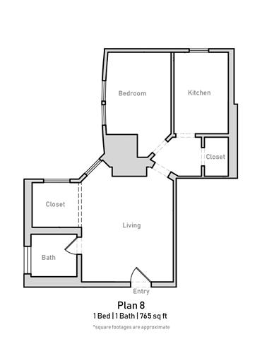 1 Bedroom - Large - Plan 8