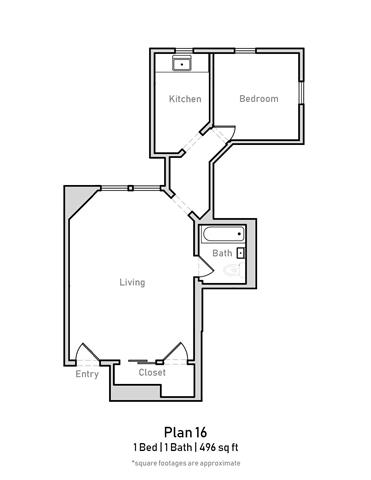 1 Bedroom - Plan 16