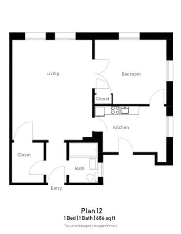Floor Plan 12 1BR 1BA Large