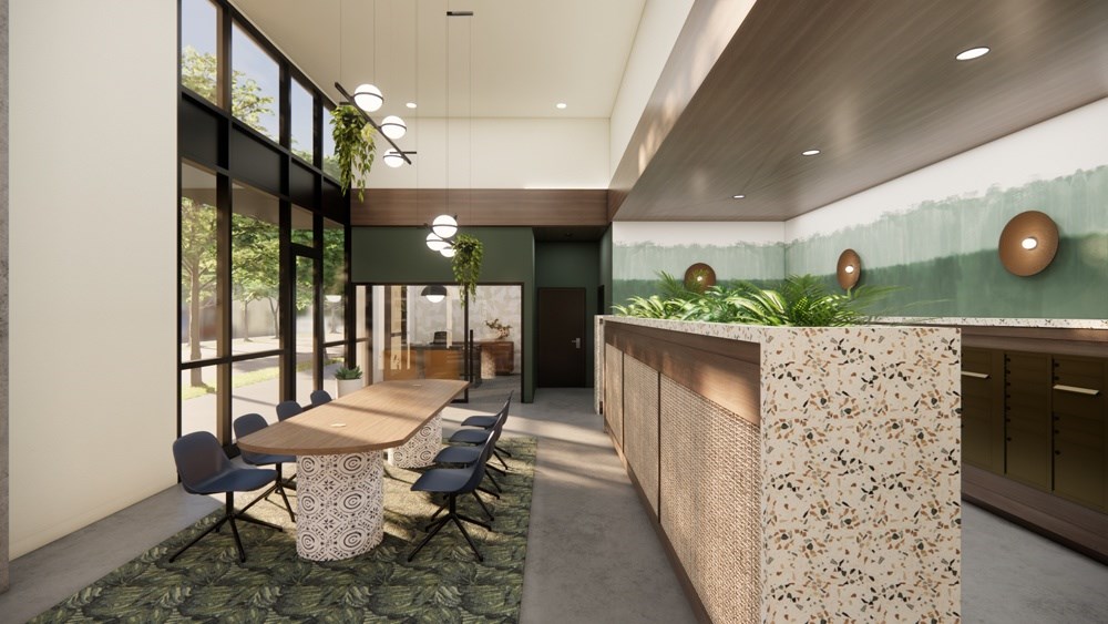 Lobby with mail area