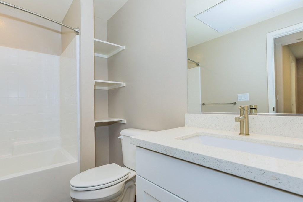 a bathroom with a sink toilet and a mirror
