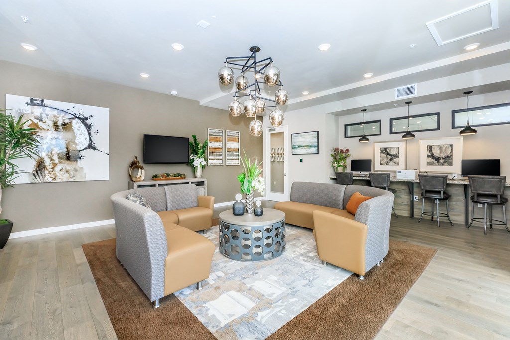 a living room with couches and a coffee table
