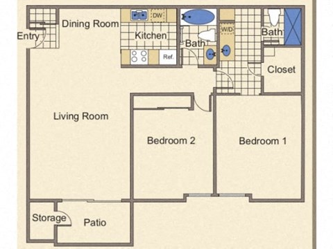 Cabernet 2 Bedroom 2 Bath 1050 Square Feet at Monaco at McCormick Ranch, Arizona