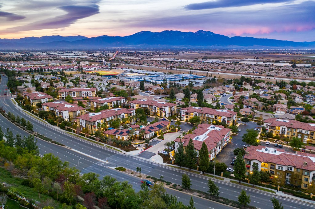 aerial shot of capriana apartments and chino hill neighborhood