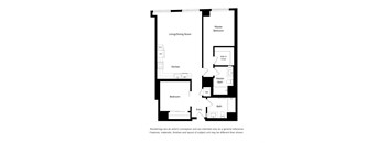 A black and white drawing of a house layout.