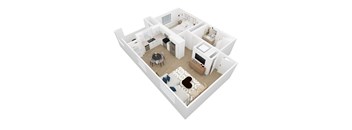 Ravine Floor Plan Image - 1 Bed 1 Bath - 673 sqft