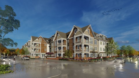 exterior rendering of Bayswater apartment building at Bayswater Apartments, California, 94010