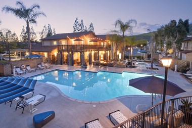 Thousand Oaks CA Apartments for Rent - The Knolls Sparkling Pool with Lounge Seating, Spa, and Many More Amazing Community Amenities