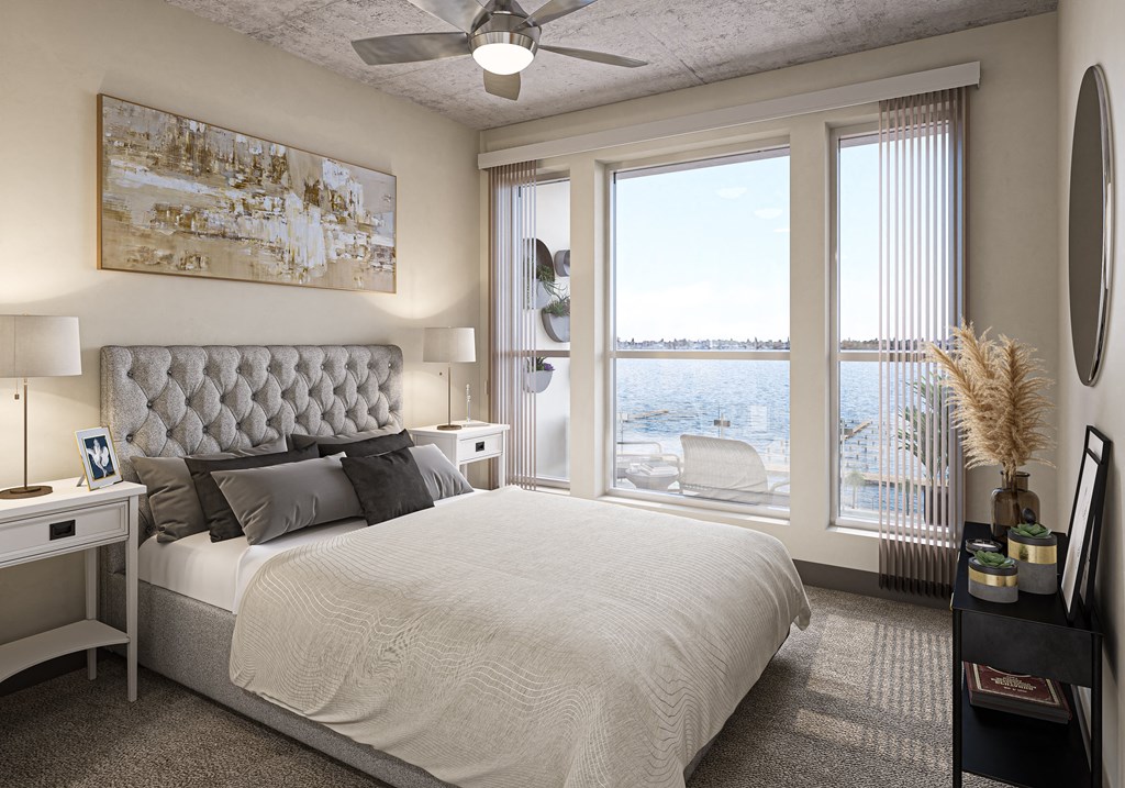 Bedroom with large windows