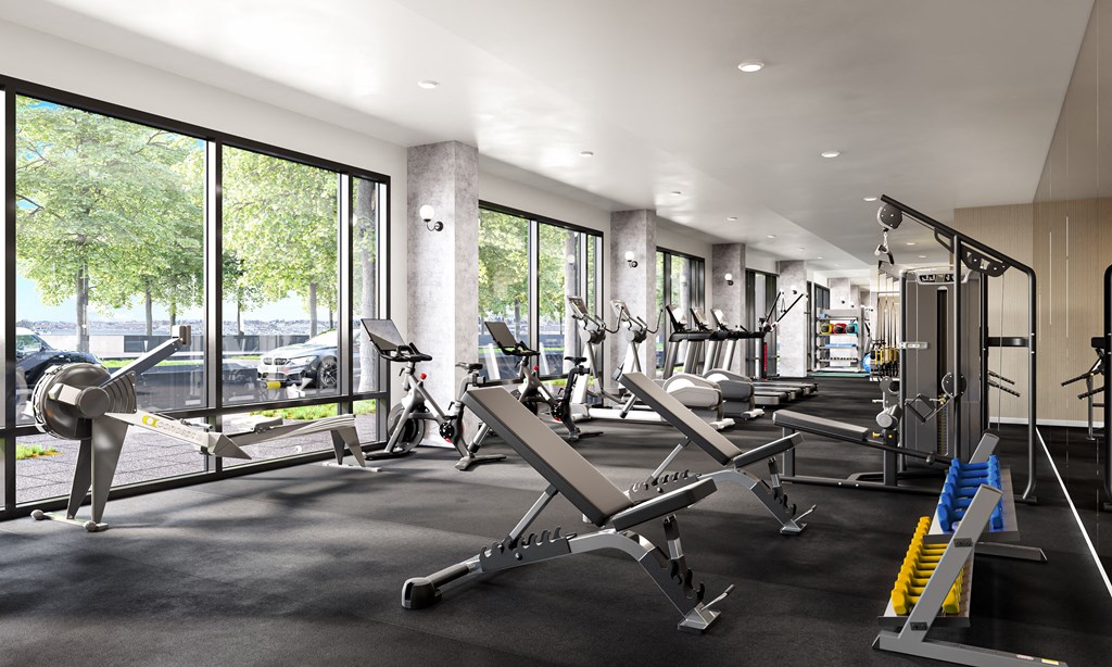 Oakland, CA Apartments for Rent - Artizan Fitness Center with treadmills, ellipticals, free weights, and more