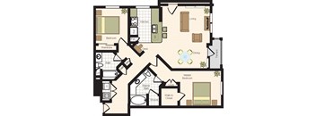 2D - 2 bed 2 bath