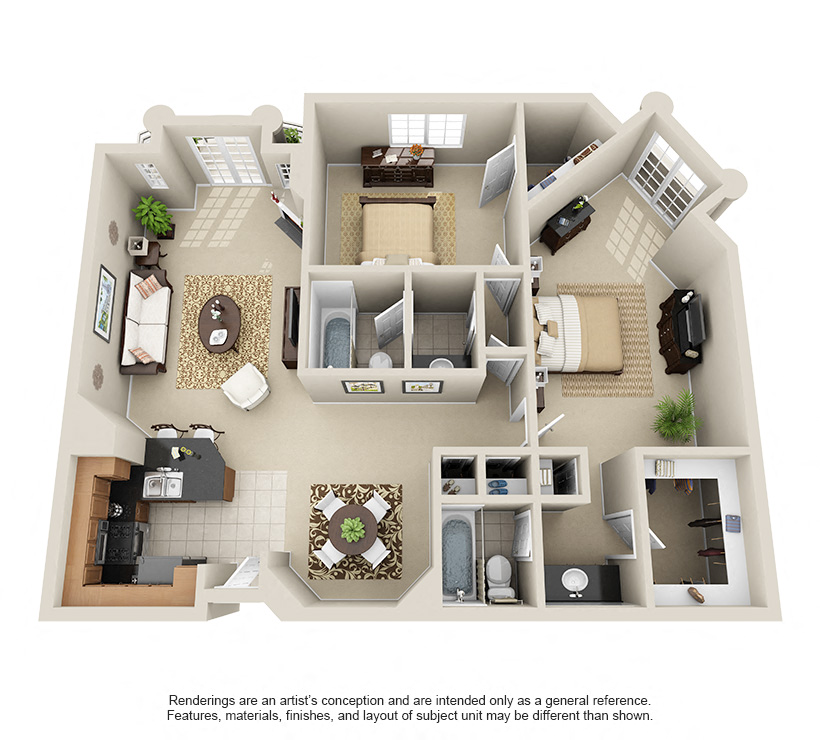 Two Bedroom G_1160 Square Feet at The Preston Miracle Mile Apartments, Los Angeles, CA, California, 90036
