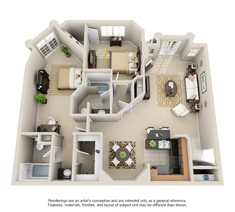 Two Bedroom H_1180 Square Feet at The Preston Miracle Mile Apartments, California