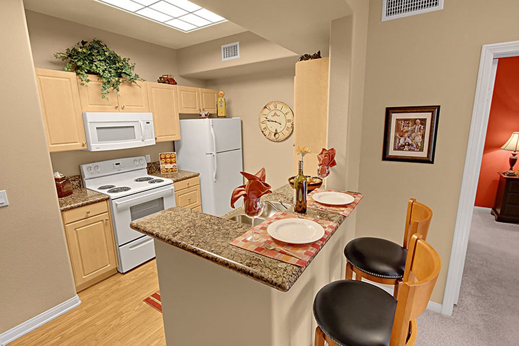 Fully Equipped Kitchen With Modern Appliances at 55+ FountainGlen Grand Isle, California, 92562