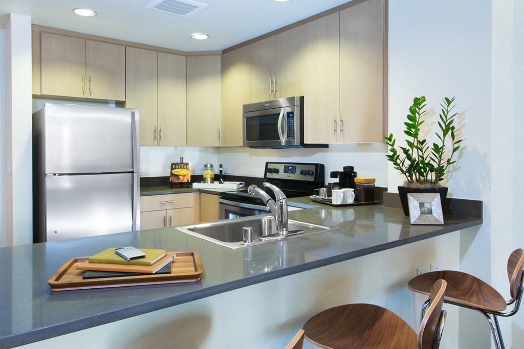 Kitchen with stainless steel appliances at Venue, San Francisco, 94158