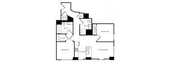 A black and white image of a floor plan for a house.