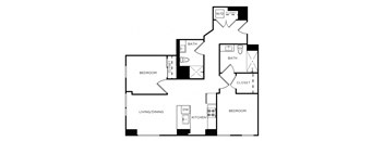 A black and white image of a floor plan for a home.