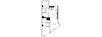 A black and white image of a floor plan for a home.