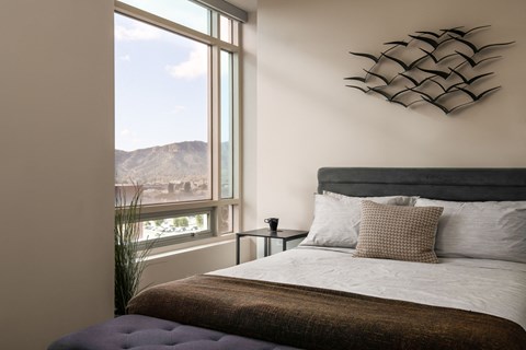 Bedroom with large windows