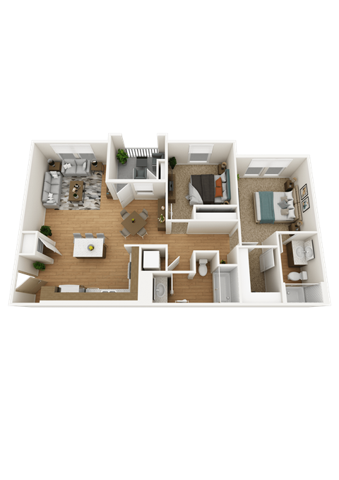 2B - 2 bed 2 bath - 980 sqft