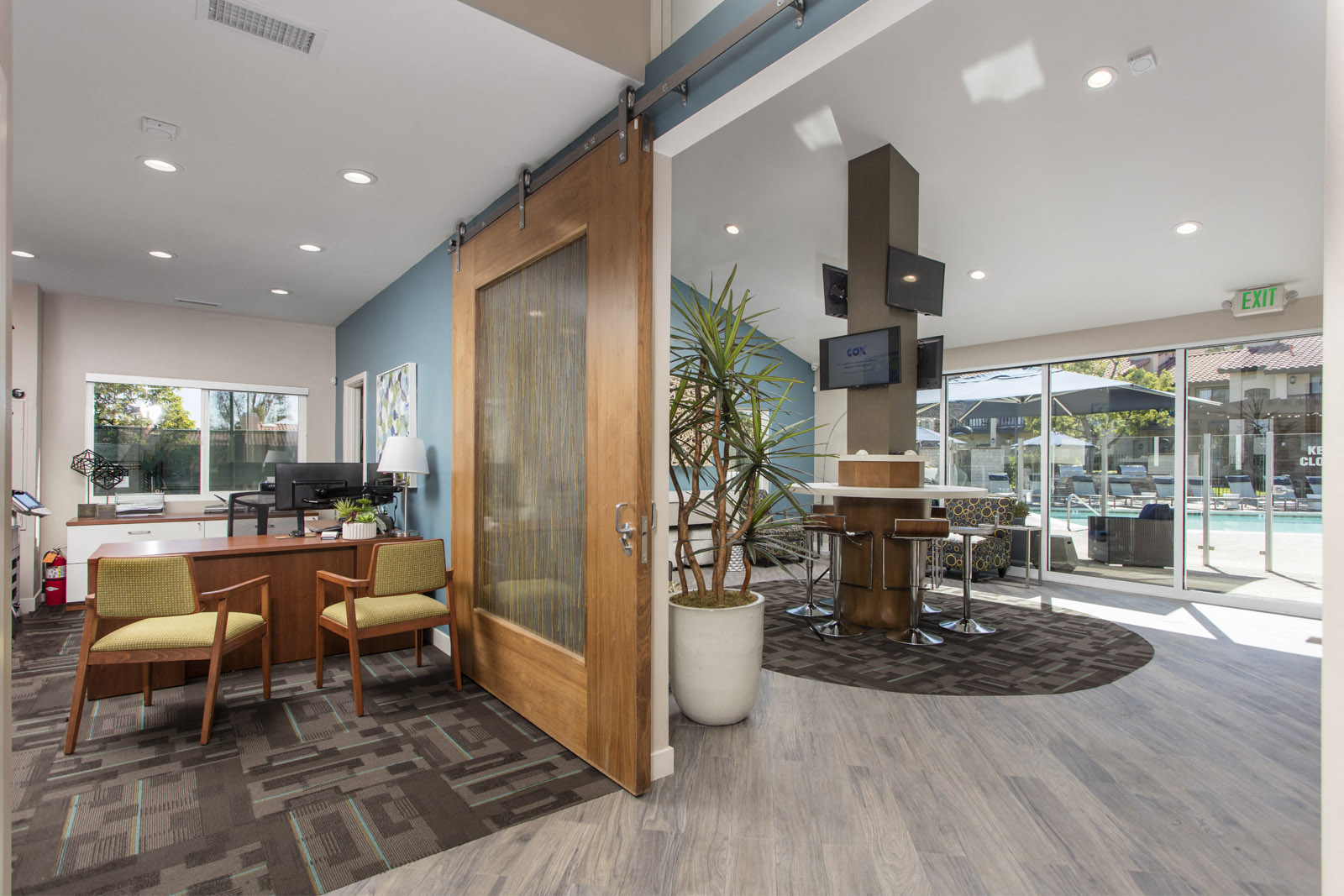 Leasing office and community living area