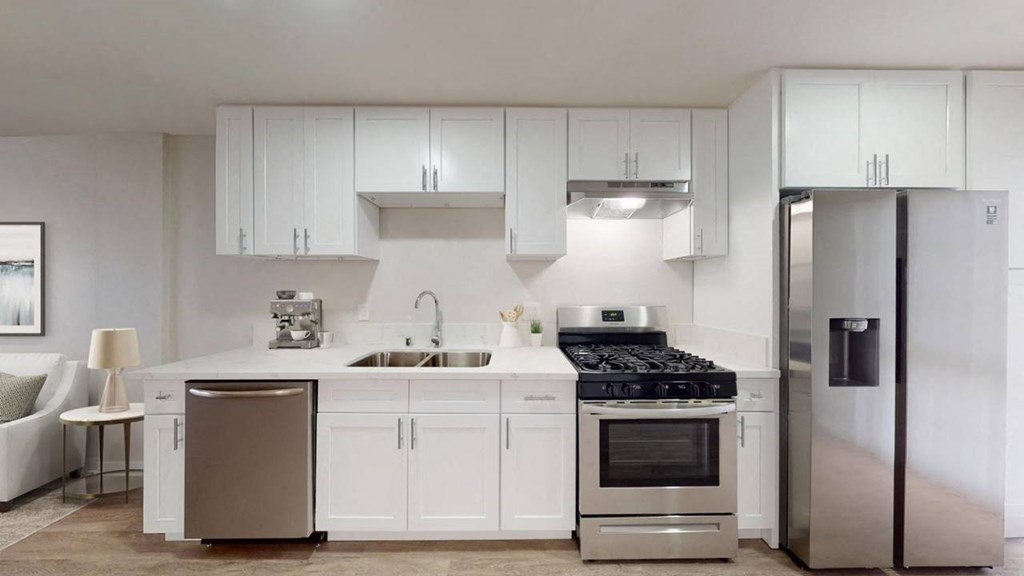 Modern kitchen at Nola 624 Apartments, West Covina, California
