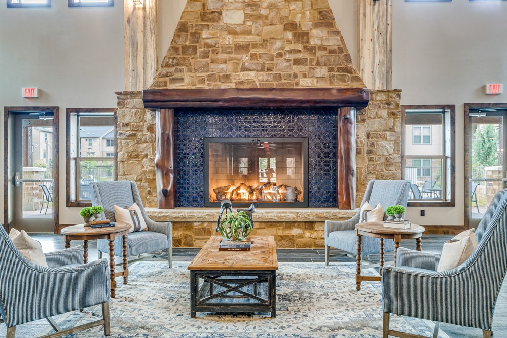 alders prosper great room with fireplace