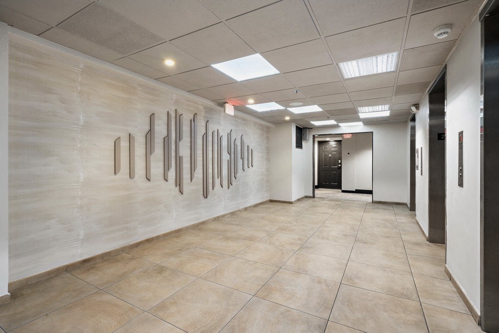 Hallway with elevators