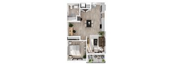 a floor plan of a bedroom with a bathroom and a living room