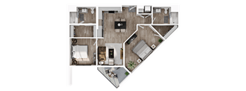 a floor plan of a house with a bedroom and a living room