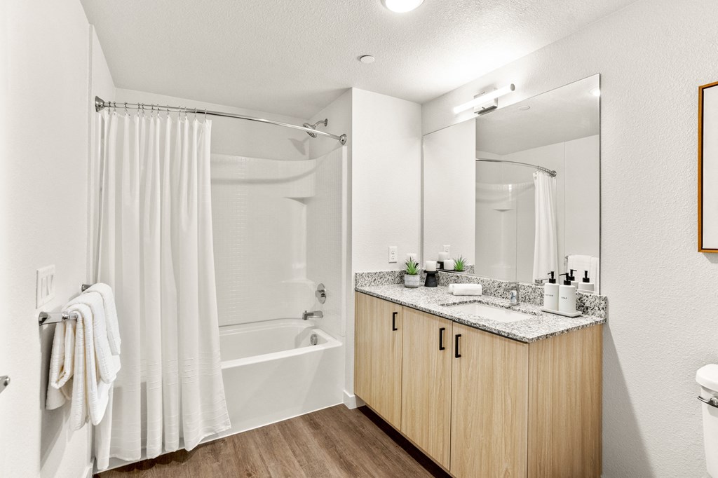 our apartments offer a bathroom with a shower and a sink