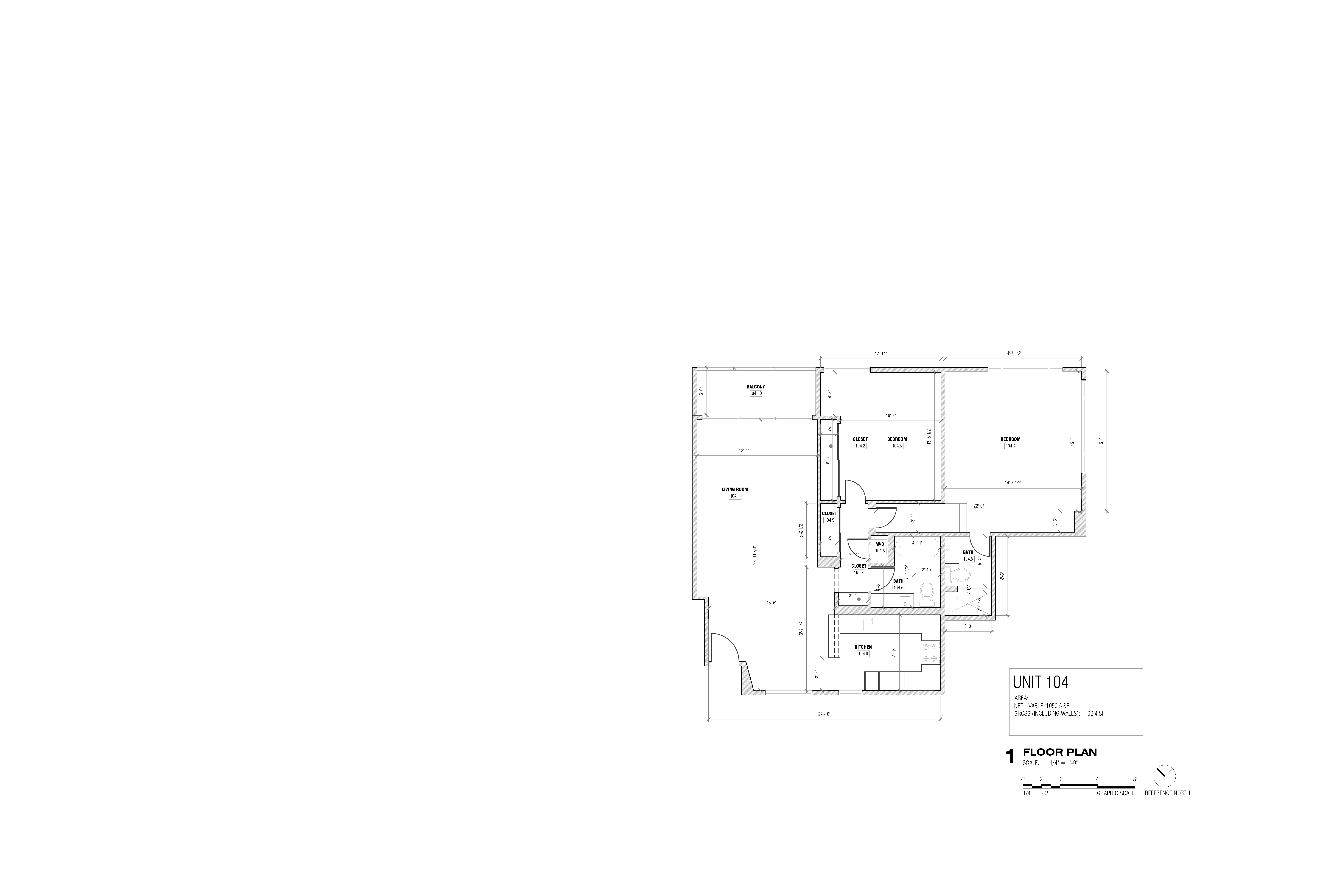 A floor plan of a house with a kitchen, living room, and two bedrooms.