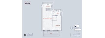 A floor plan of an apartment on Folsom Street shows a kitchen, living room, dining room, bathroom, and bedroom.