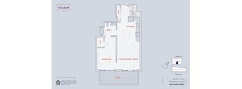 A floor plan of a one bedroom apartment on the 2nd floor of a building at 923 Folsom Street.