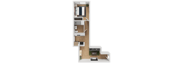A2 - One Bedroom One Bathroom Floorplan at Noda Apartments, Seattle