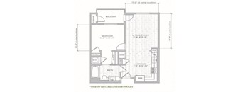 A2  – 1 Bedroom 1 Bath Floor Plan Layout – 759 Square Feet