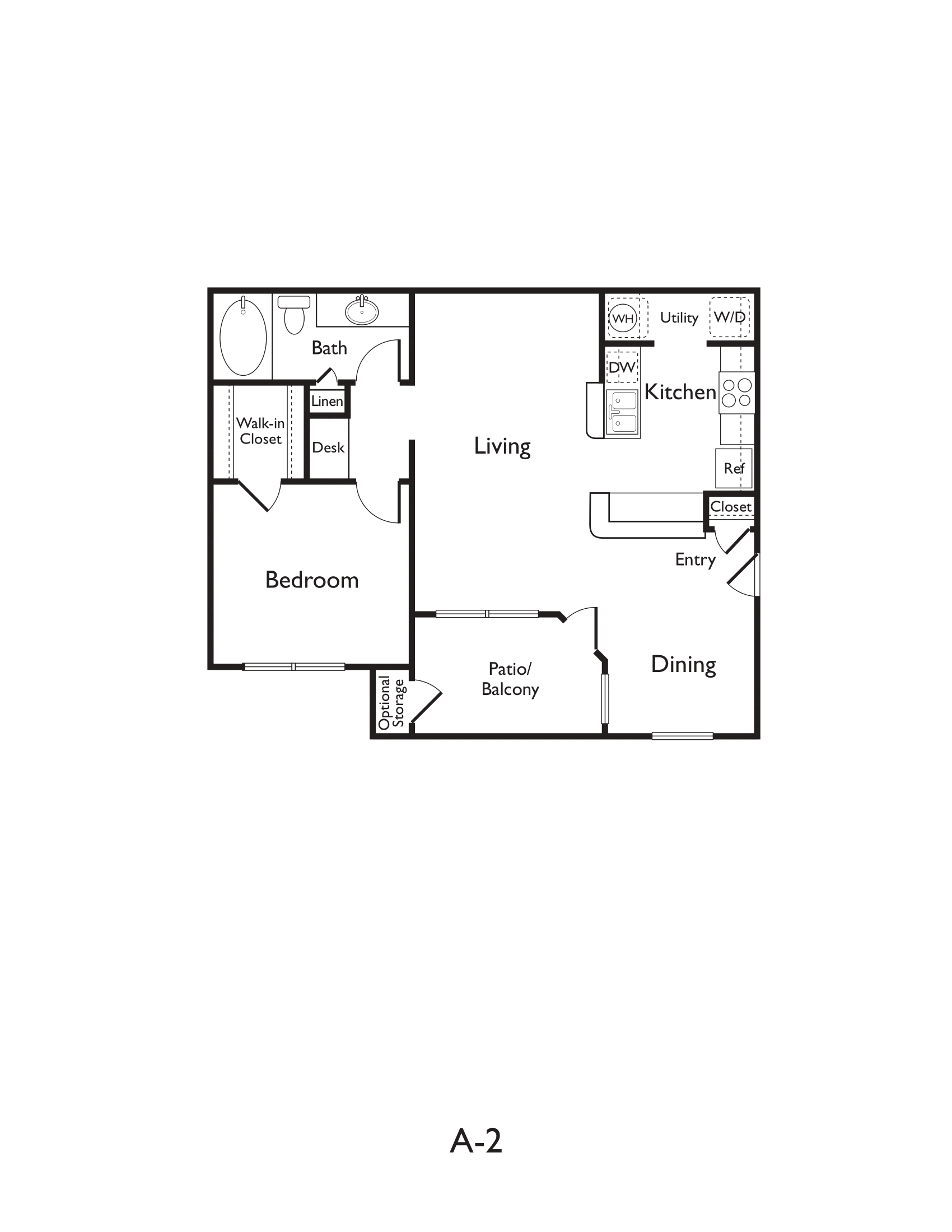 A2 (Premium) 1 bed 1 bath 733 sqft